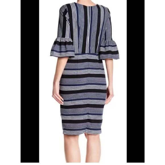 Eci V-Neck Striped Bell Sleeve Dress Size 8 NWT - Picture 2 of 9